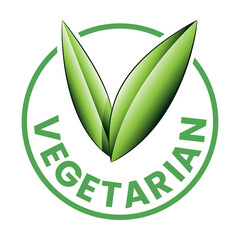 Vegetarian Round Icon with Shaded Green Leaves - Icon 9