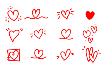 Fotobehang Heart doodles set. Hand drawn hearts collection. © Brotherhood Co.