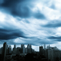 Fototapeta premium A.I. generated picture of clouds over city