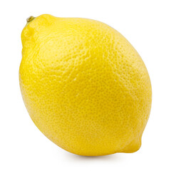 Single ripe lemon, isolated on white background