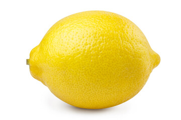 Single ripe lemon, isolated on white background