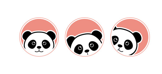 Little Panda. Cartoon Panda. Cute Panda Face. Baby Shower. Paws up over wall.