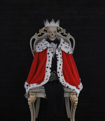 skeleton king in royal chair
