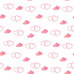 Seamless pattern of cute drawn hearts. Gentle romantic background for Valentine's Day. Suitable for fabric, wallpaper, wrapping paper, packaging, textiles, banners, greeting cards, invitations 