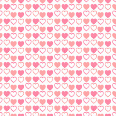 Seamless pattern of cute drawn hearts. Gentle romantic background for Valentine's Day. Suitable for fabric, wallpaper, wrapping paper, packaging, textiles, banners, greeting cards, invitations 