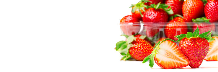 Fresh juicy sweet strawberies isolated on white background