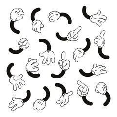 Vintage Cartoon Glove Hands Vector Set for Mascot Character Design