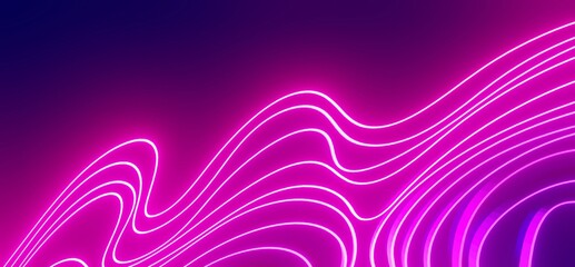 Abstract background curve pattern stripes glowing pink neon 3d render