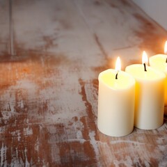 burning candles on the floor