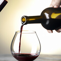 red wine pouring into glass