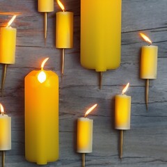 burning candles on the wall