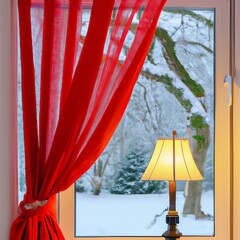 curtains in the window