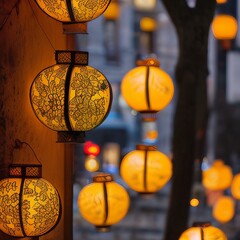 lanterns at night