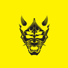 Oni Japanese devil mask, Vector illustration	
