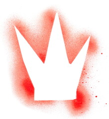 Spray stain print, comic royal crown isolated on white