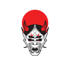 Oni Japanese devil mask, Vector illustration	
