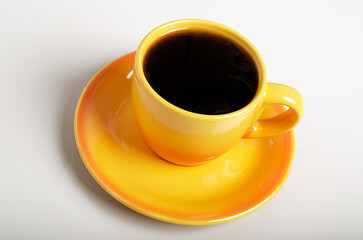 mug of aromatic coffee with milk