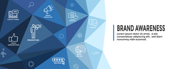 Brand Awareness Icons Set and Web Header Banner Design