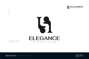 Abstract and Elegant Initial S and H Logo Design. SH or HS Logo with Unique Concept for Business and Brand Identity