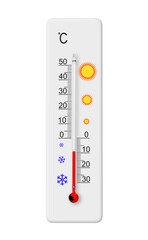 Celsius scale thermometer isolated on transparent background. PNG file. Ambient temperature minus 9 degrees