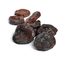 Whole Sun-dried apricots without stones. Isolated on white background