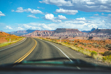 driving on freeway in the desert of utah