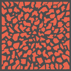 Small red fragments of various shapes on a black background. Freehand drawing. Doodle. Hand Drawn.	