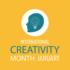 International creativity month is observed every year in january. Concept design for poster, greeting card and banner website. 