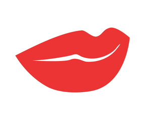 Red erotic female lips in flat style. Mouth with different emotions.