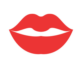 Red erotic female lips in flat style. Mouth with different emotions.