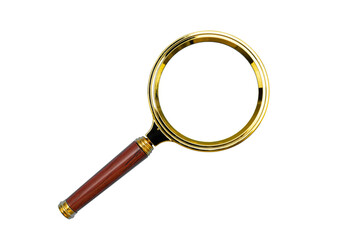 A simple magnifying glass over white background.