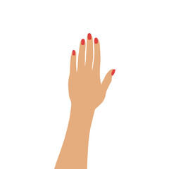 Female hand red manicure . Vector illustration.