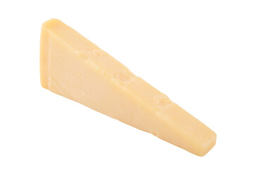 Parmesan cheese triangle, isolated on white background. High resolution image.