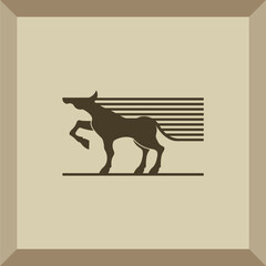 horse and line simple logo for a symbol or icon