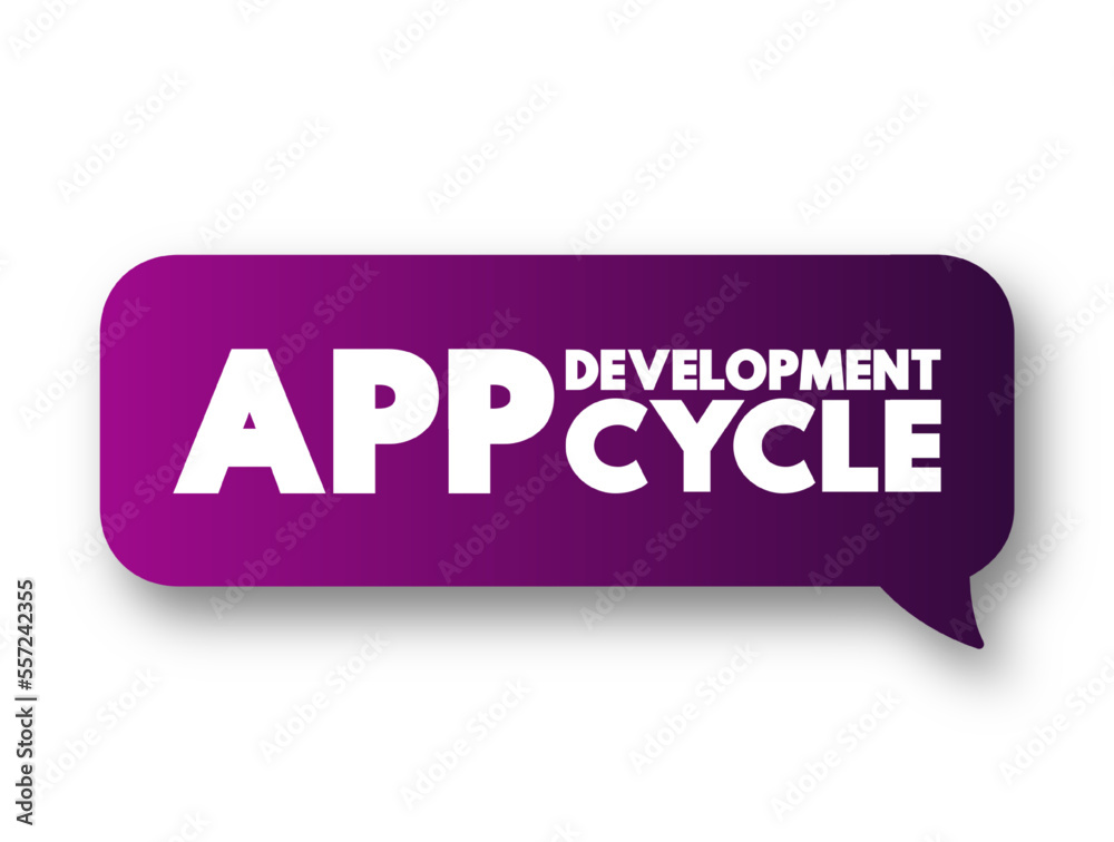 Poster app development cycle text concept message bubble for presentations and reports