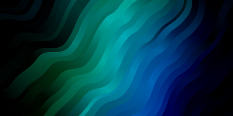 Dark Blue, Green vector background with bent lines.