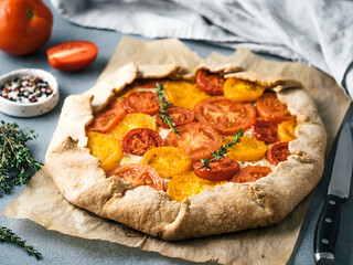 tomatoes and cheese tart or galette