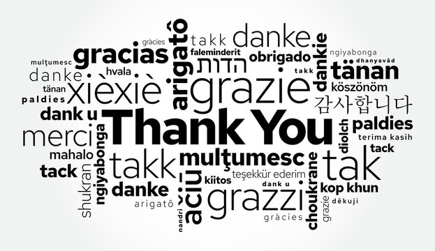 Thank You word cloud in different languages, concept background