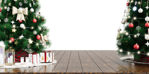 high quality christmas tree with decorations isolated on empty background for make mockup 