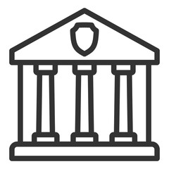 Customs building with columns - icon, illustration on white background, outline style