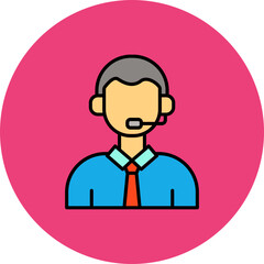 Call Center Agent Multicolor Circle Filled Line Icon