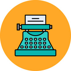 Typewriter Multicolor Circle Filled Line Icon
