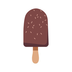 Brown ice cream isolated on white background. Vector flat outline icon. Comic character in cartoon style illustration