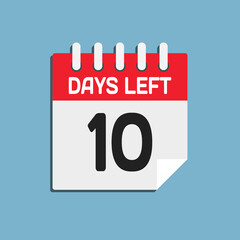 Countdown daily page calendar icon - 10 days left
