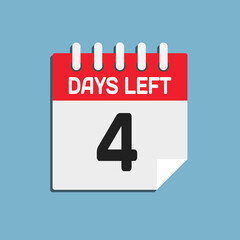 Countdown daily page calendar icon - 4 days left