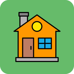Home Multicolor Round Corner Filled Line Icon
