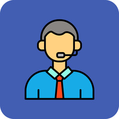 Call Center Agent Multicolor Round Corner Filled Line Icon