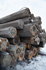 Stack of the concrete poles