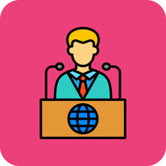 Conference Multicolor Round Corner Filled Line Icon