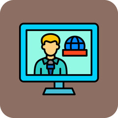 Broadcasting Multicolor Round Corner Filled Line Icon